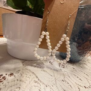Elegant White Pearl Drop Earrings